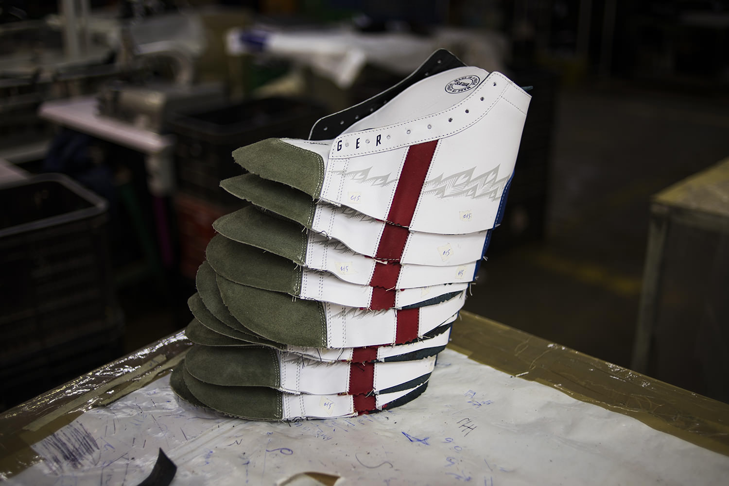 The shoes begin to take shape